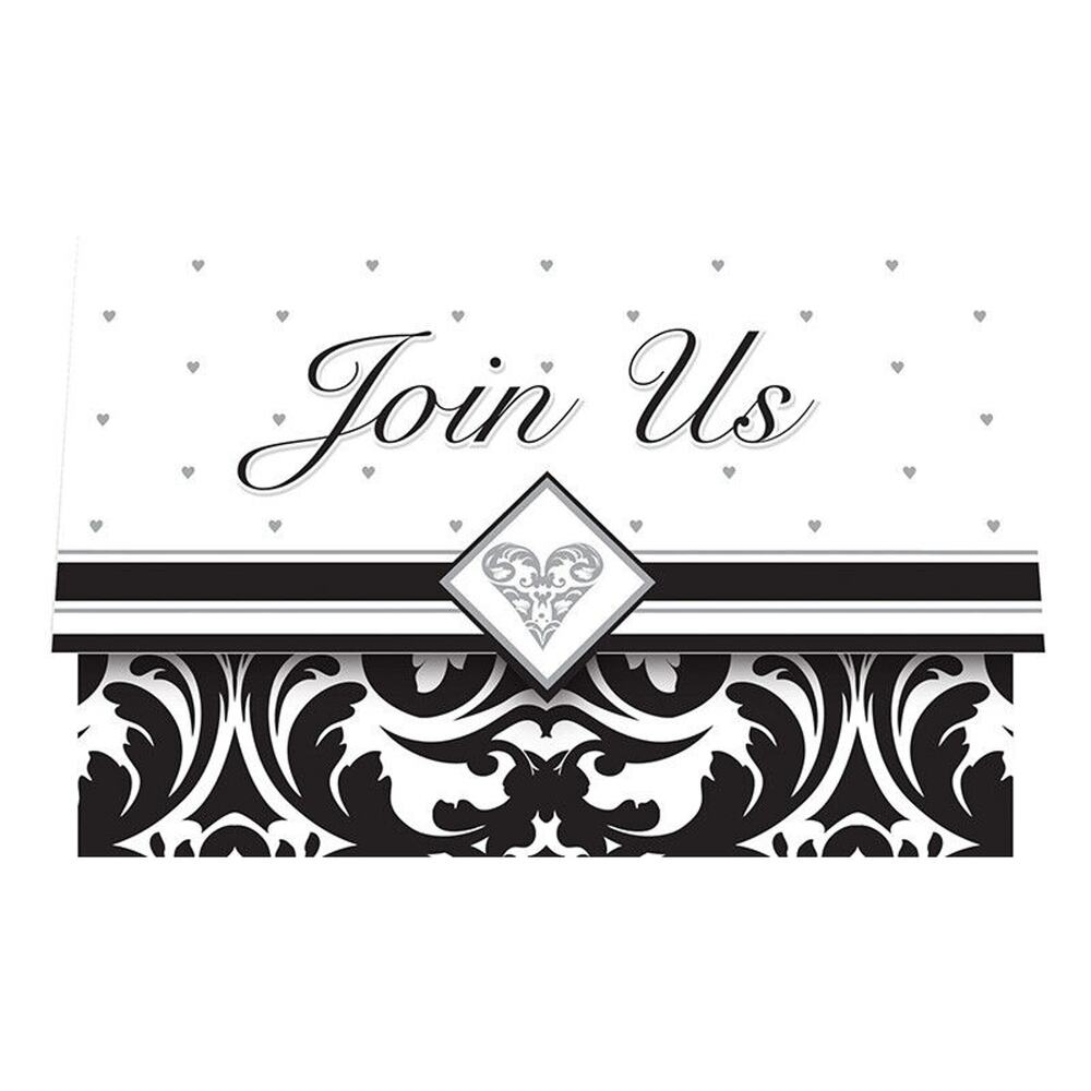 8‎ Creative Converting EVER AFTER B&W Damask Wedding Invitations Bridal Shower